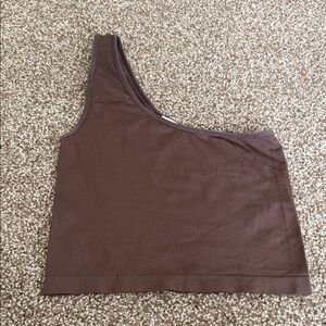Cotton On Brown One-Shoulder Crop Top